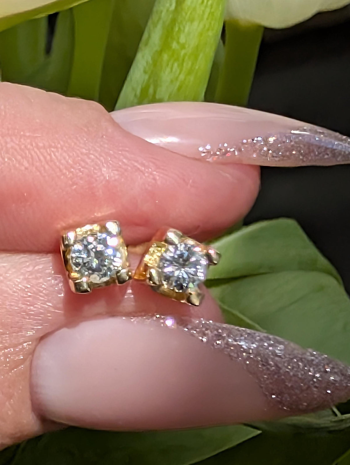Natural Diamond Stud Earrings 14k 585 Solid Yellow Gold Vintage Classic Solitaire Geometric Minimalist Push Back Fine Jewelry Gift for Her