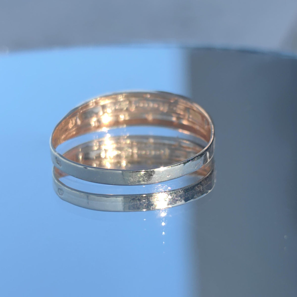 Dainty 14k Solid Yellow Rose Gold Small Elegant Stackable Ring Floral Geometric Vintage Band Gift for Her Present Wedding band