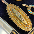 Victorian 15k Gold Locket Pendant: Diamond & Pearl Picture Frame, 1880s