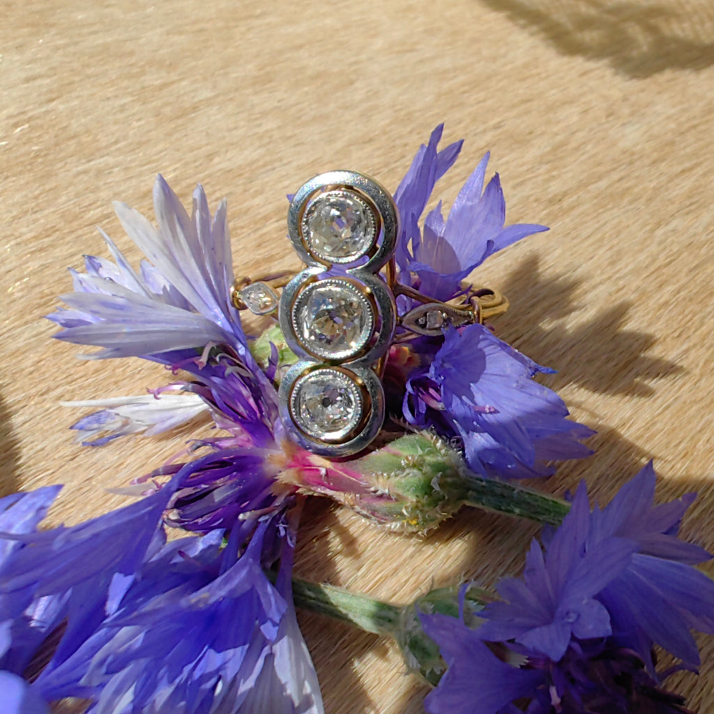 Art Nouveau Vintage Antique Diamond Gold Ring