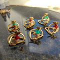 Art Nouveau Gold Plated Sterling Silver Card Holders - Floral Design, Set of 6