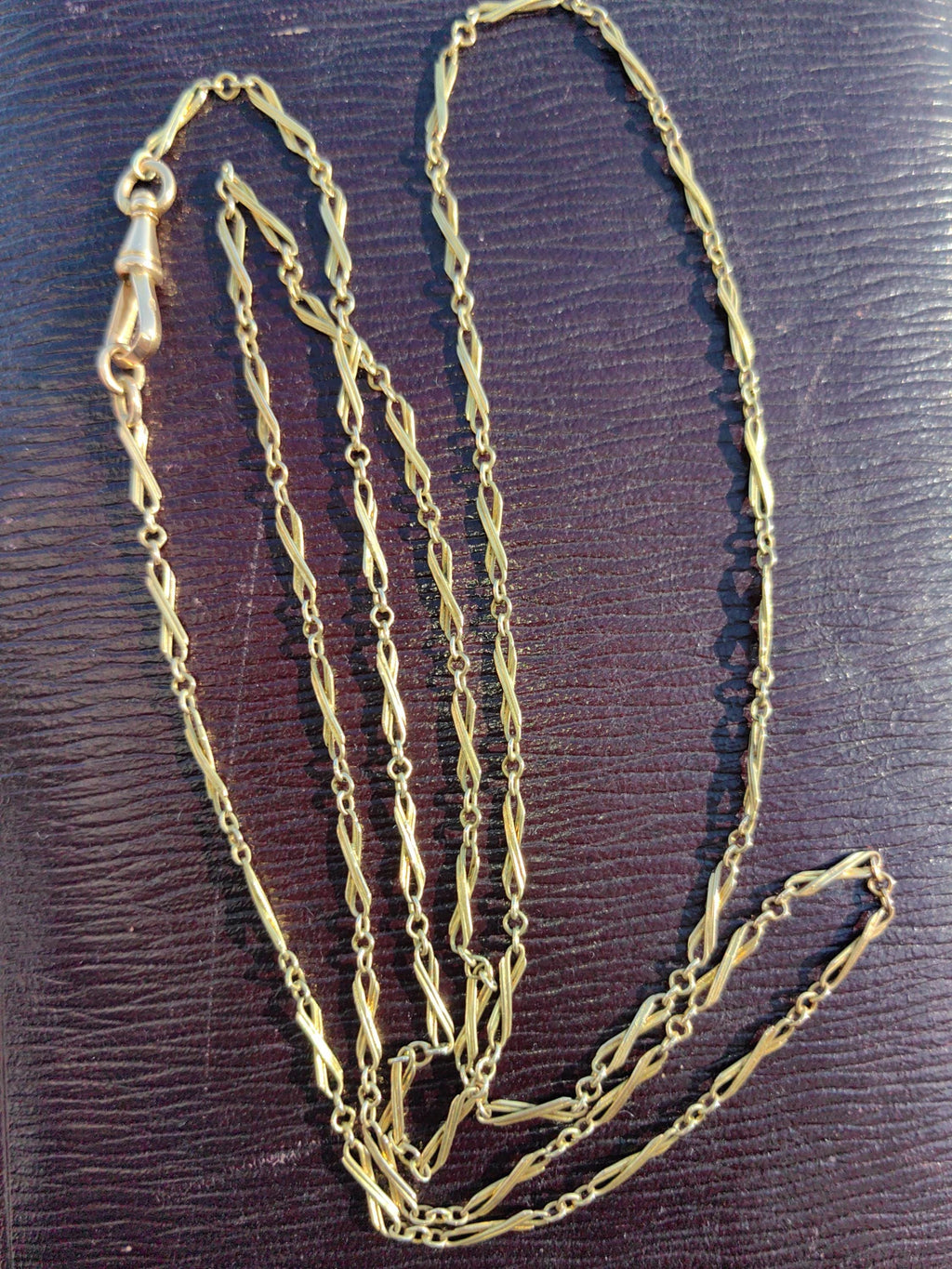 14k Solid Yellow Gold Link Chain Necklace - 87cm Victorian Antique