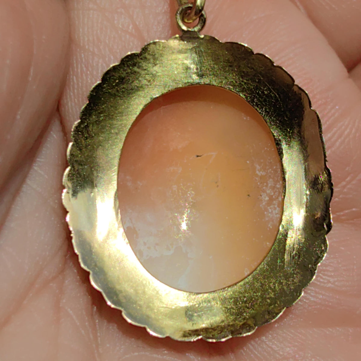 Victorian 18k Gold Shell Cameo Brooch Pendant: Angel, Hope & Faith