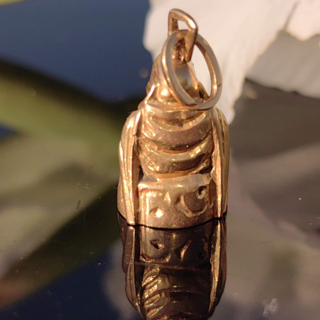 Antique 1920s Chinese Buddha 18k Solid Yellow Hallmarked Gold Hand Carved Buddhist Oriental Pendant Asia Gift Present