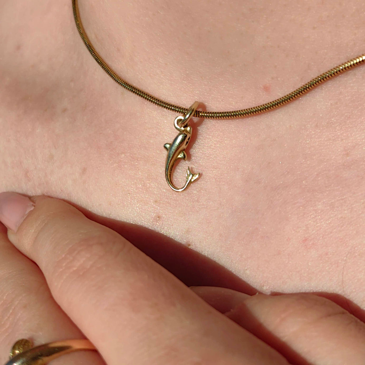 Vintage 14k Hallmarked Solid Yellow Gold Fish Charm Pendant Sea Ocean Nautical Style Retro Antique Necklace Bracelet Charm Gift for Her
