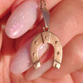 Antique 14k Champagne Gold Horseshoe Pendant: Equestrian Luck Charm