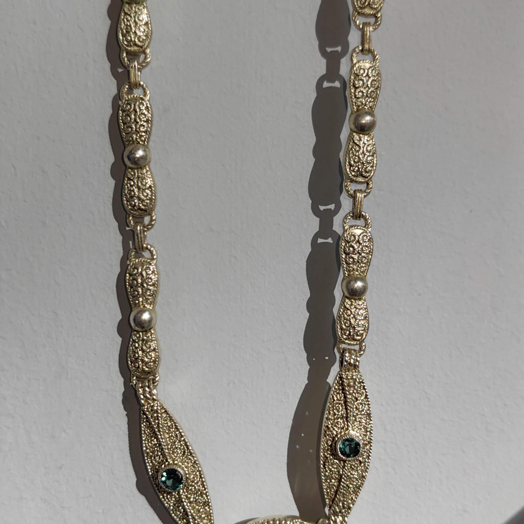 Art Deco Theodor Fahrner Silver Gilt Necklace: Green Tourmaline