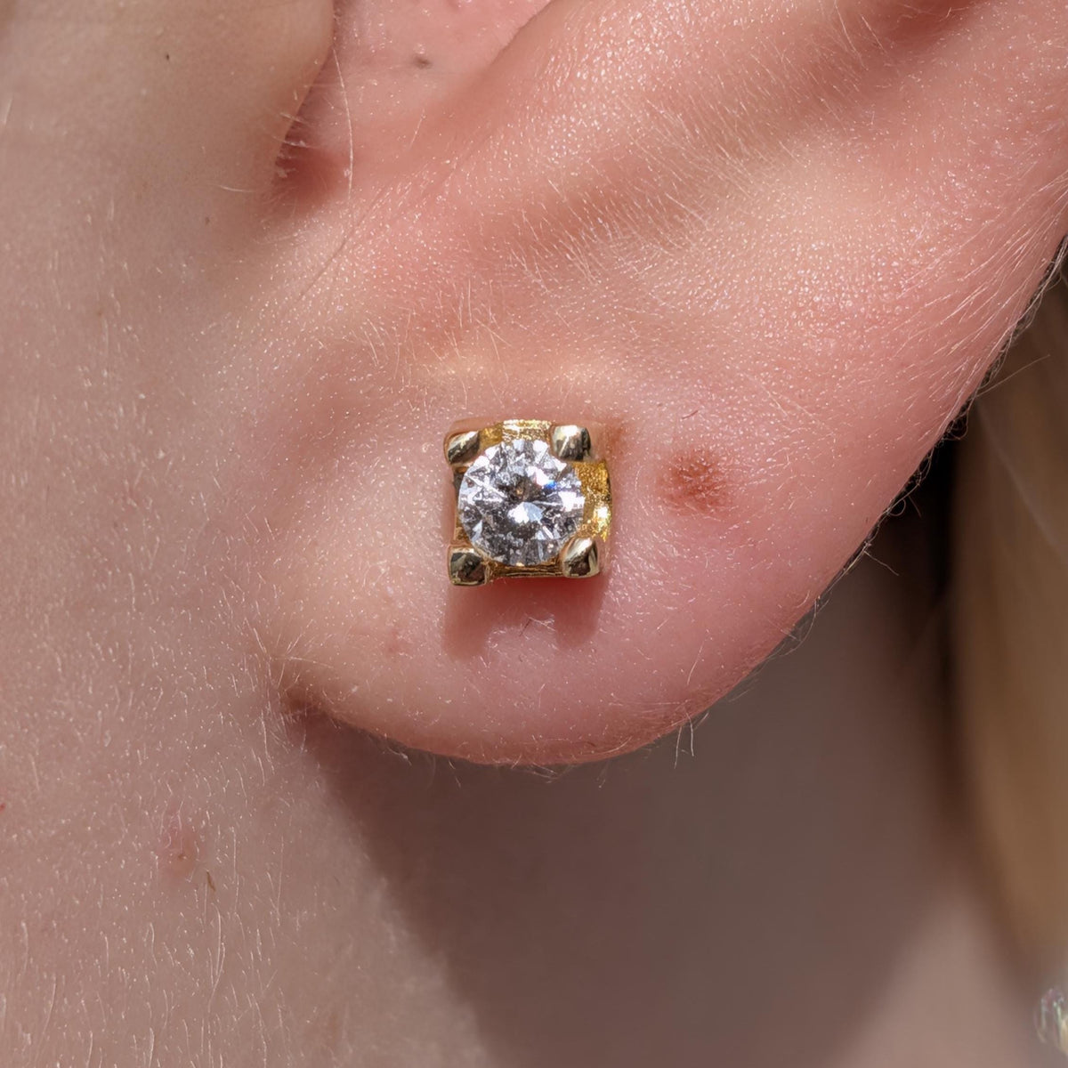 0.50ctw Studs Vintage 14k Solid yellow Gold Natural Diamond  Earrings Brilliant Cut  F VS-SI Solitaire Push Back 1980s Gift Gold Poussettes