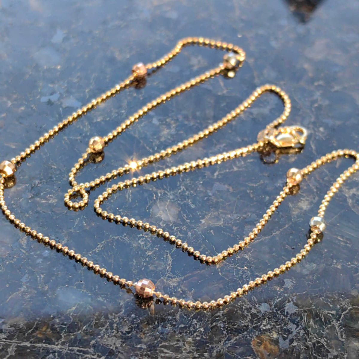 Vintage 10k Gold 42 cm Beaded Chain