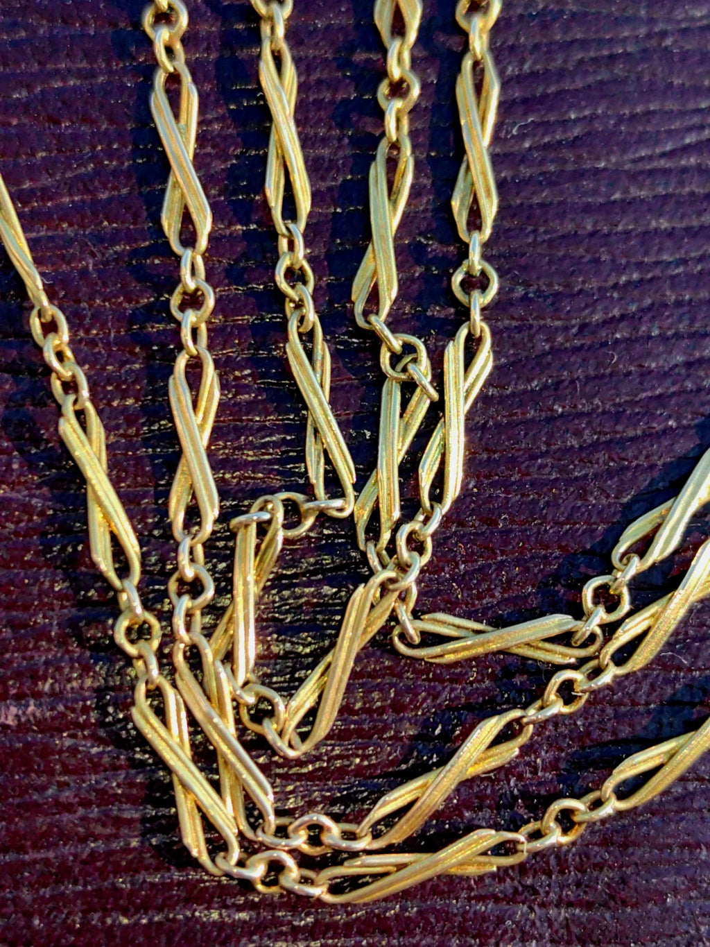 14k Solid Yellow Gold Link Chain Necklace - 87cm Victorian Antique