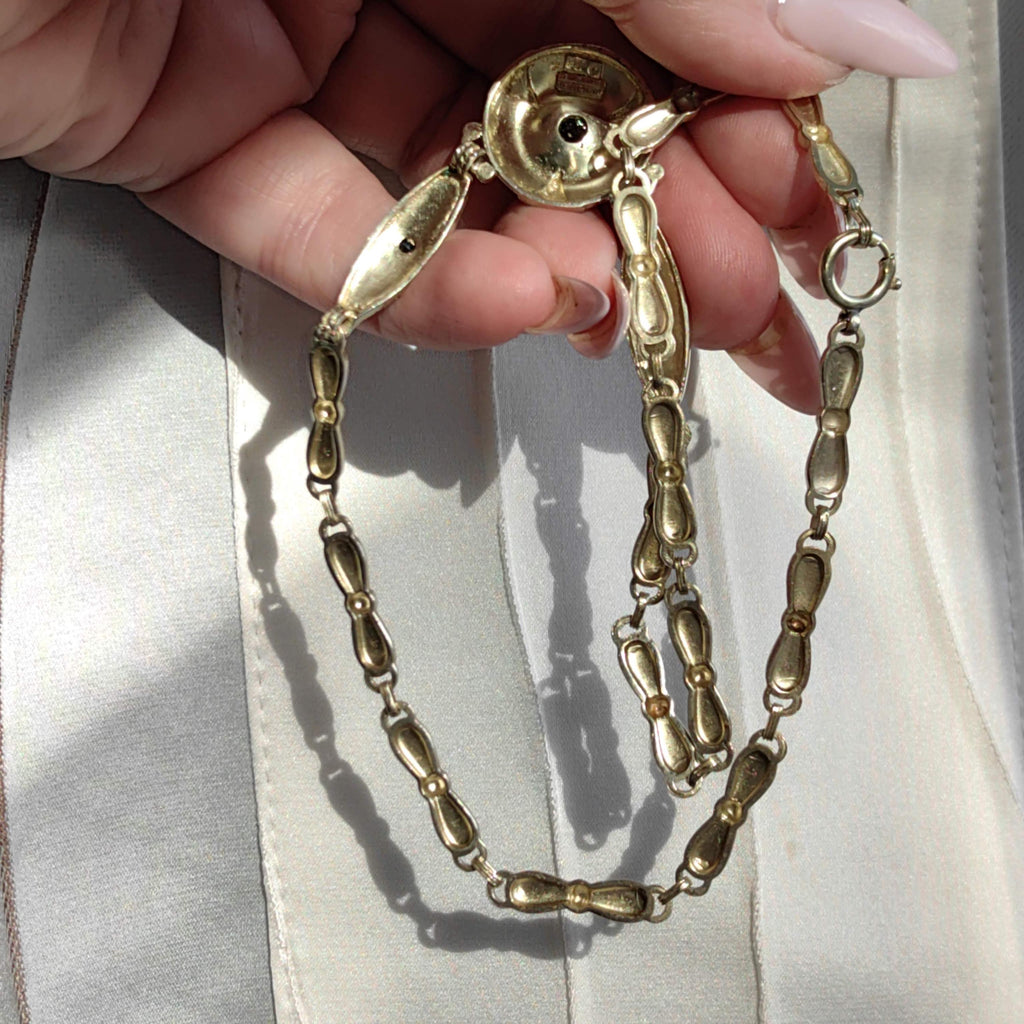Art Deco Theodor Fahrner Silver Gilt Necklace: Green Tourmaline