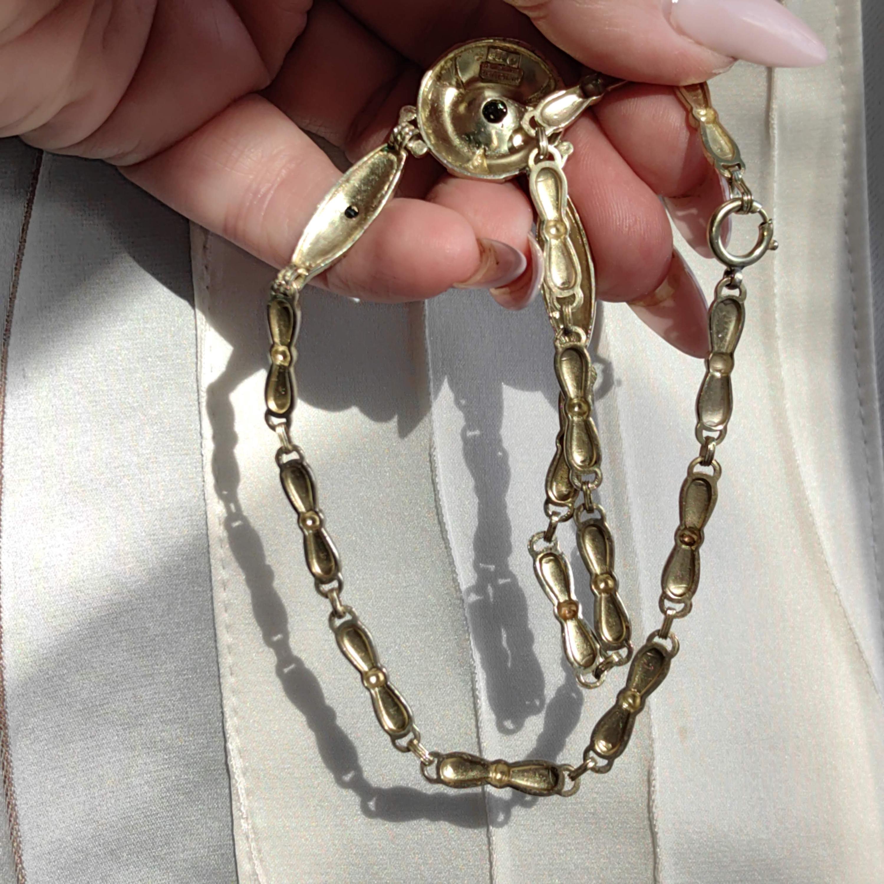 Art Deco Theodor Fahrner Silver Gilt Necklace: Green Tourmaline