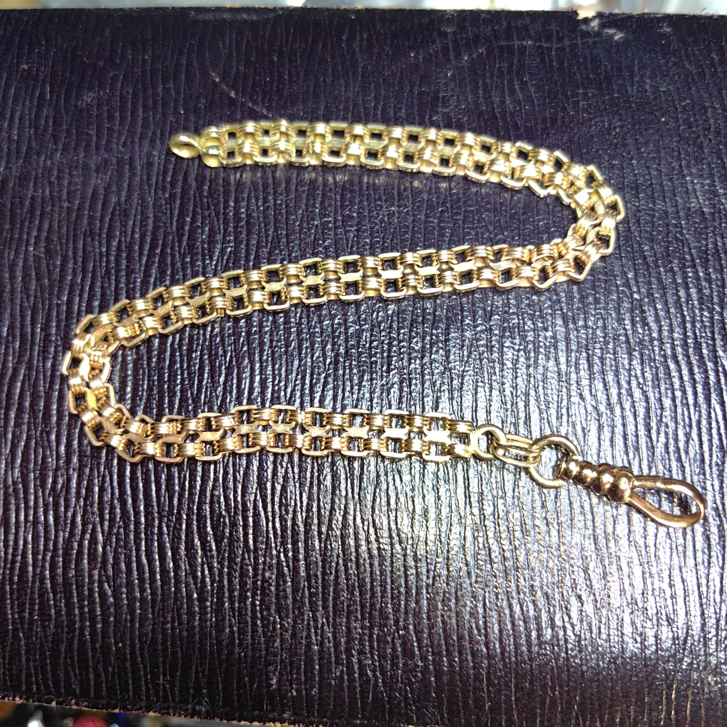 1890s Hallmarked 14k Gold Double Chain Bracelet: Antique Unisex Jewelry
