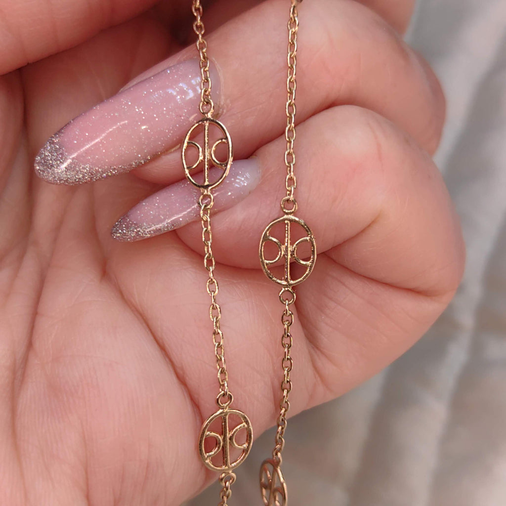 14k Yellow Gold Wheel Bracelet - Vintage Minimalist Chain