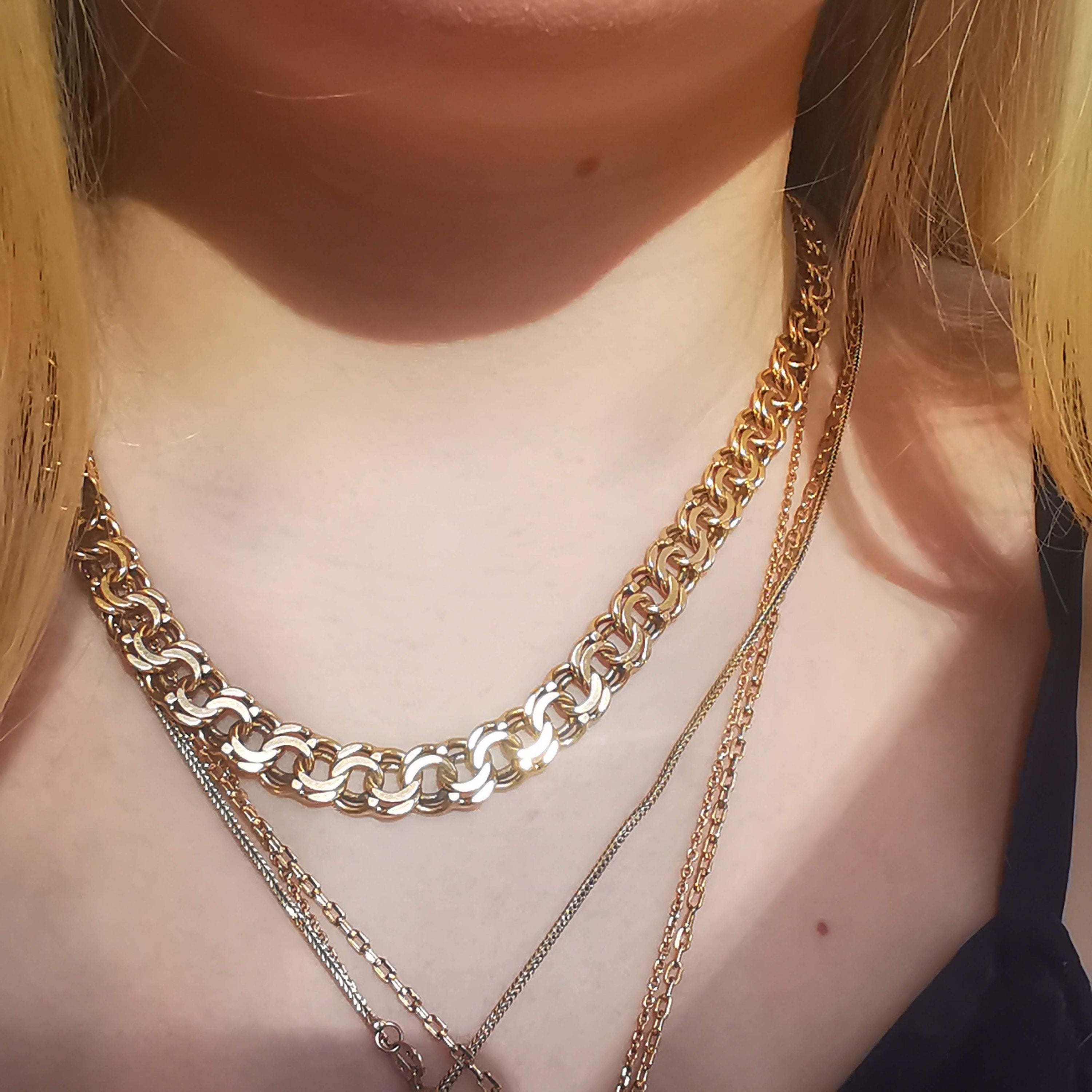 Vintage Bismarck 18k Gold Chain Necklace: Handmade 47.6 gr Solid Gold