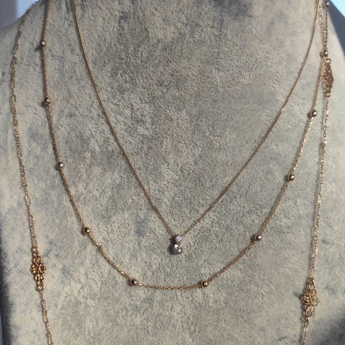 Vintage Antique 14k 585 Hallmarked Solid yellow Gold 45 cm Beaded Dainty Elegant Classic Chain Gift for Her Present