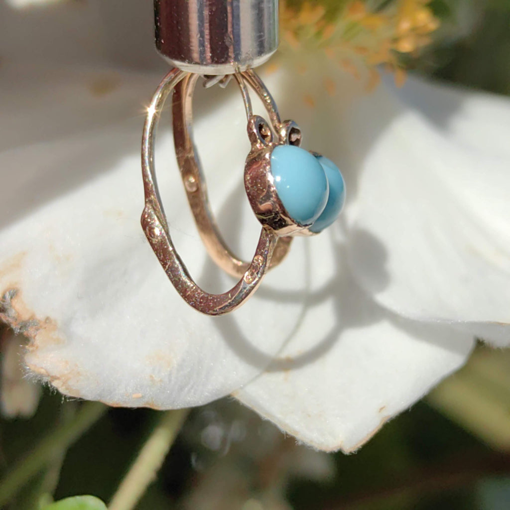 Antique 14k Solid Yellow Rose Champagne Gold Blue Pastel Stone Earrings Nouveau 1900s Elegant Comfortable Lever Back Dormouse Earrings