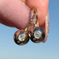 Diamond Hallmarked Gold Sleepers Art Nouveau Style Antique  Earrings "Buds"  Solid 14K Gold jewelry gift for her wedding classic earrings
