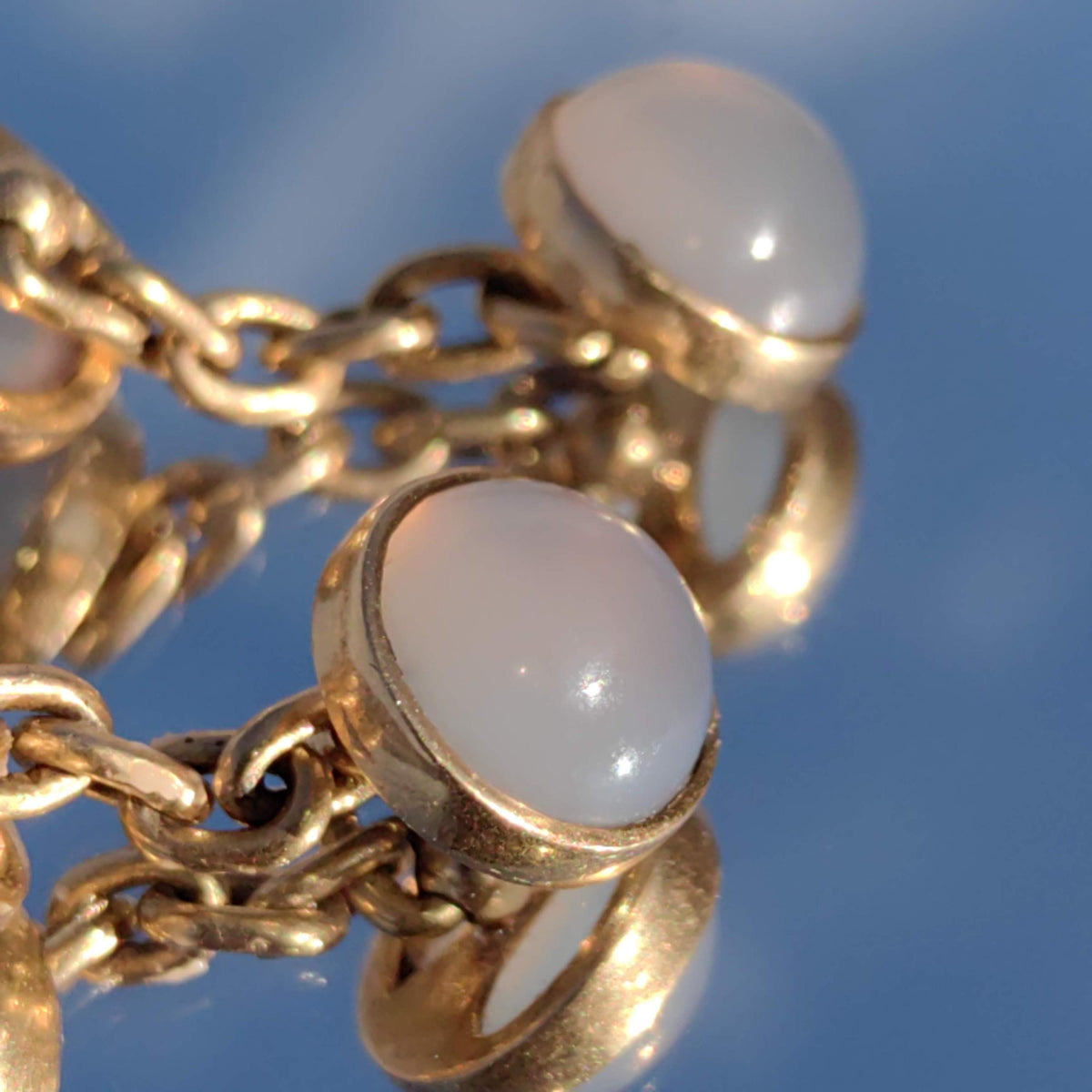 Antique 14k Yellow Rose Gold Natural Moonstone Elegant Cufflinks 1900s Art Nouveau Chevalier Mens Accessories Gift for Him