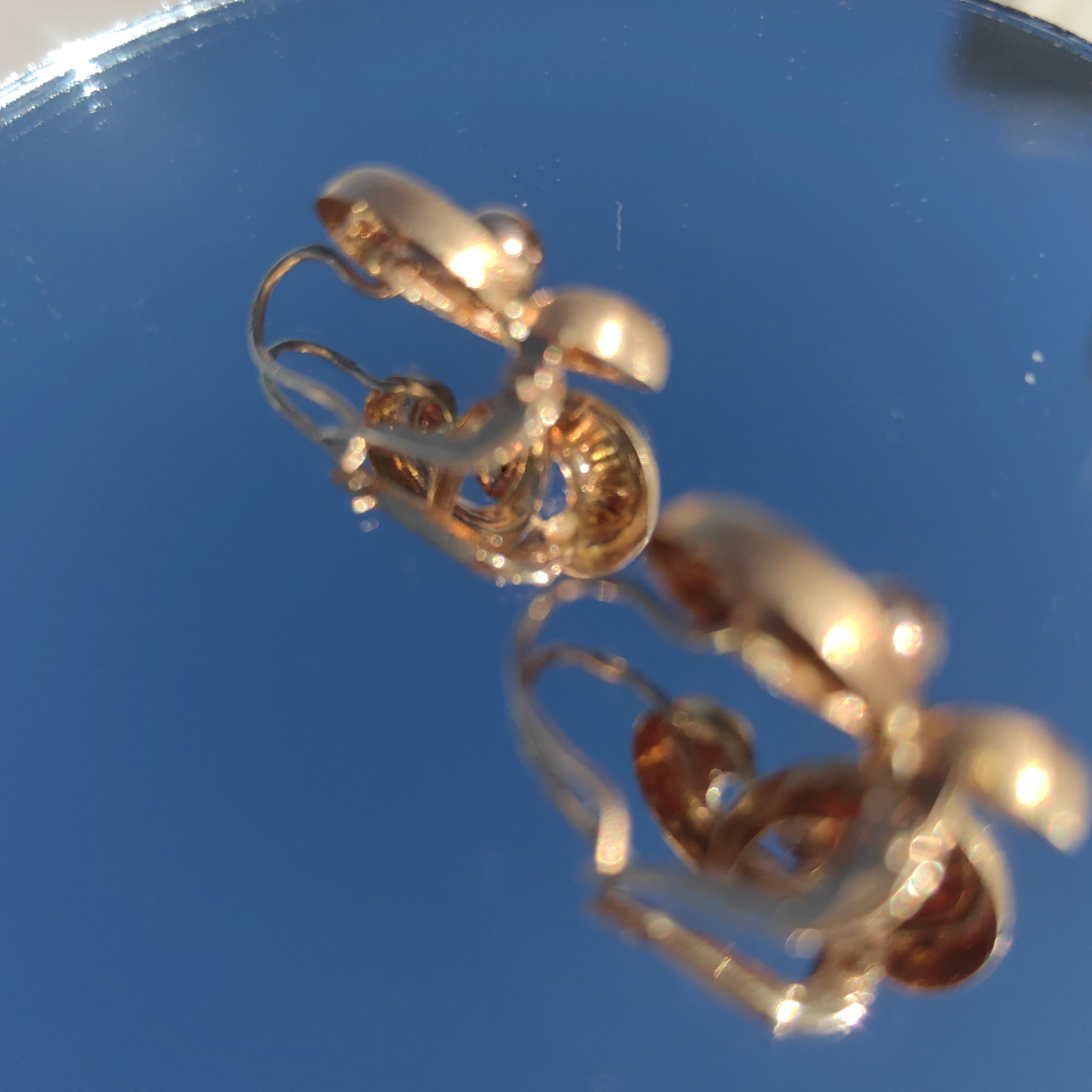 14K Solid Yellow Gold 1920s  Geometric Knot Infinity Lever Back Elegant Vintage Antique Retro Earrings Gift for Her Present