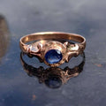 Art Nouveau Sapphire Ring Solid Yellow Rose Gold Antique 1900s