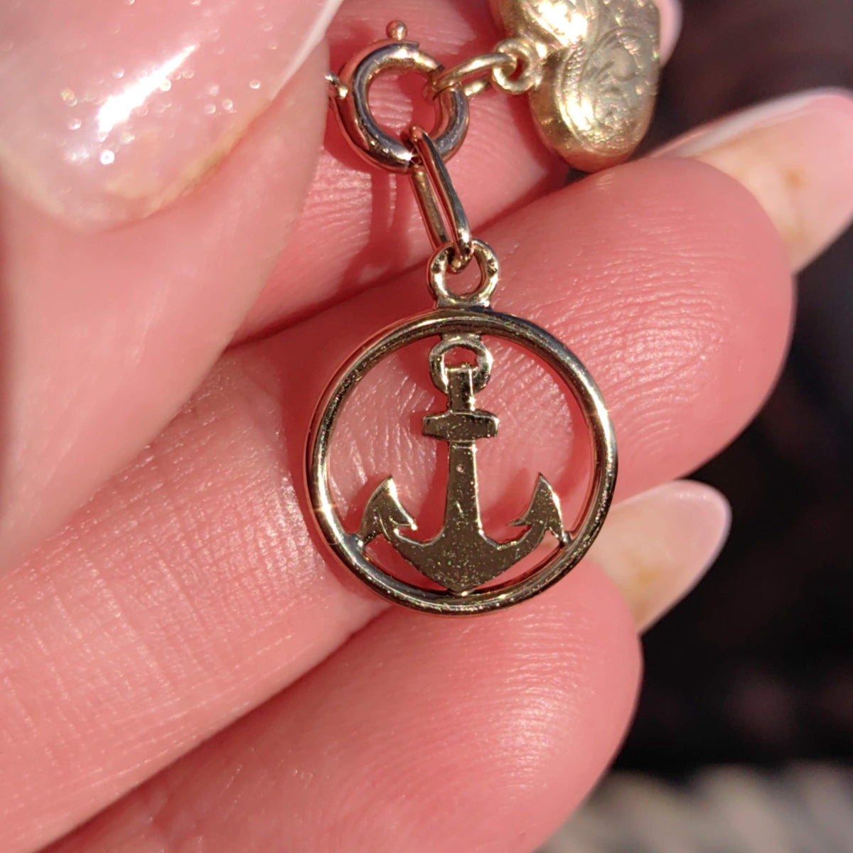 Antique 14k Solid Yellow Gold Anchor Dainty Pendant Nautical Sea Ship Charm for Bracelet or Necklace Gift Present