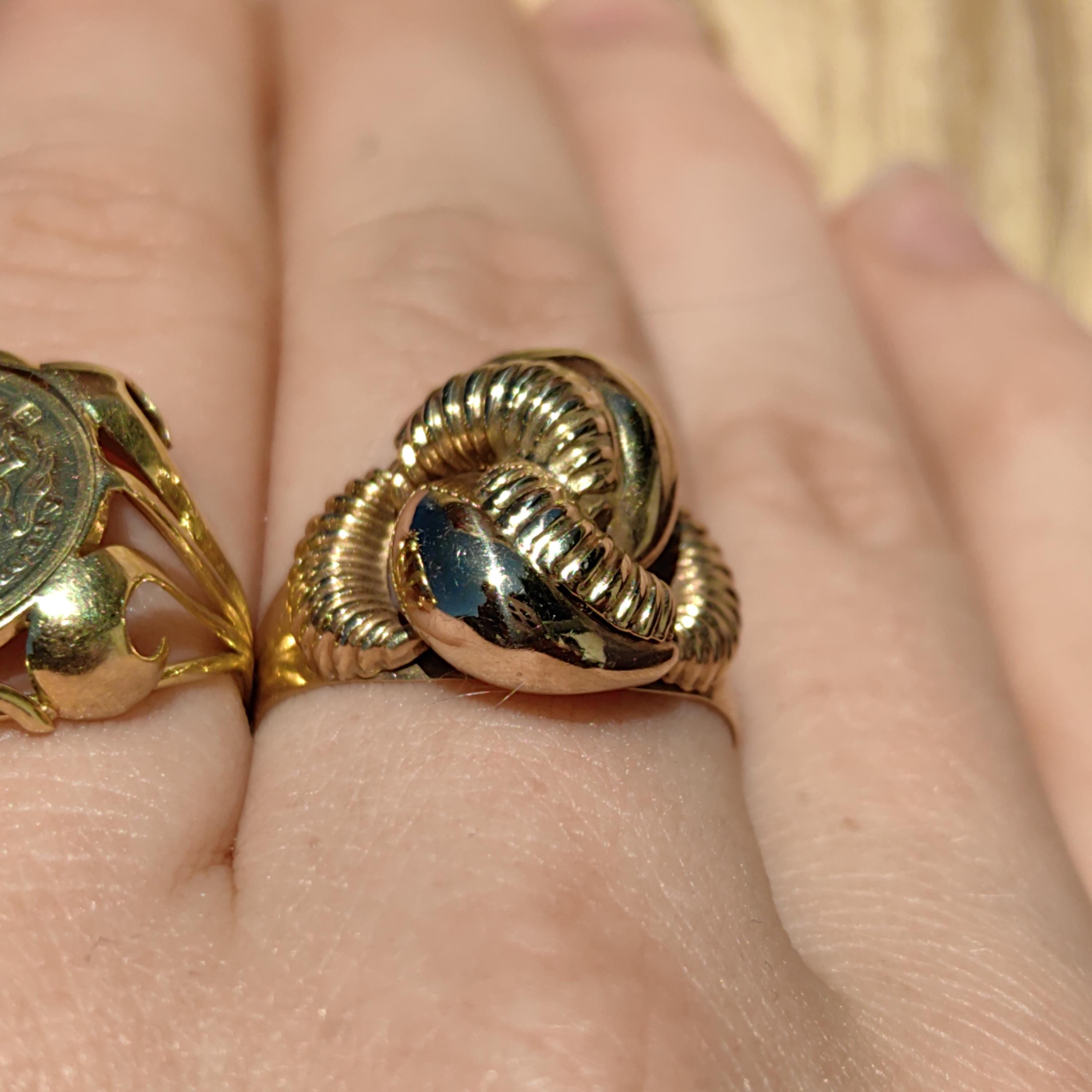 Art Deco 14k Yellow Gold Snail Ring: 1940s Statement Jewelry