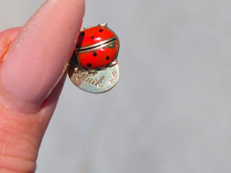 1910s Austro Hungarian 14k Gold Enamel Ladybird Locket Pendant Good Luck Charm Antique HTS 9706 — photo 3