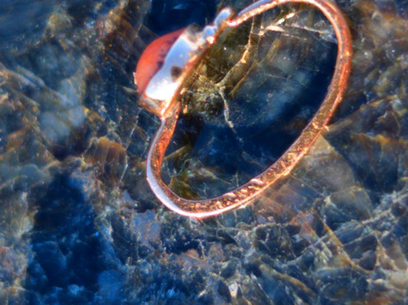Circa 1900 Late Victorian 14k Yellow Champagne Rose Gold Mediterranean Coral Sleeper Hoop Earrings US Duty-Free HTS 9706 — photo 10