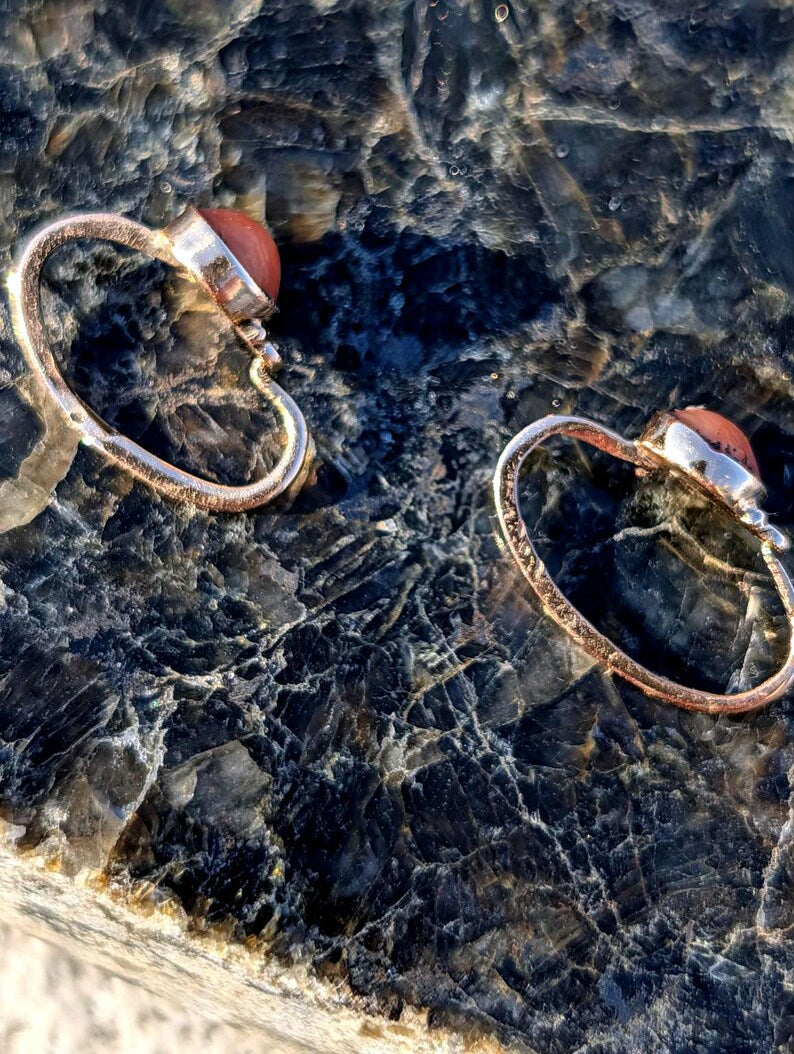 Circa 1900 Late Victorian 14k Yellow Champagne Rose Gold Mediterranean Coral Sleeper Hoop Earrings US Duty-Free HTS 9706 — photo 11