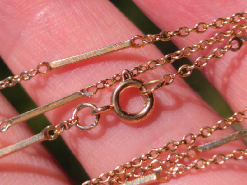 Antique 1900s Handmade 14K Solid Yellow Gold Bar and Link Chain 62 cm Austro Hungarian US Duty-Free HTS 9706 — photo 10