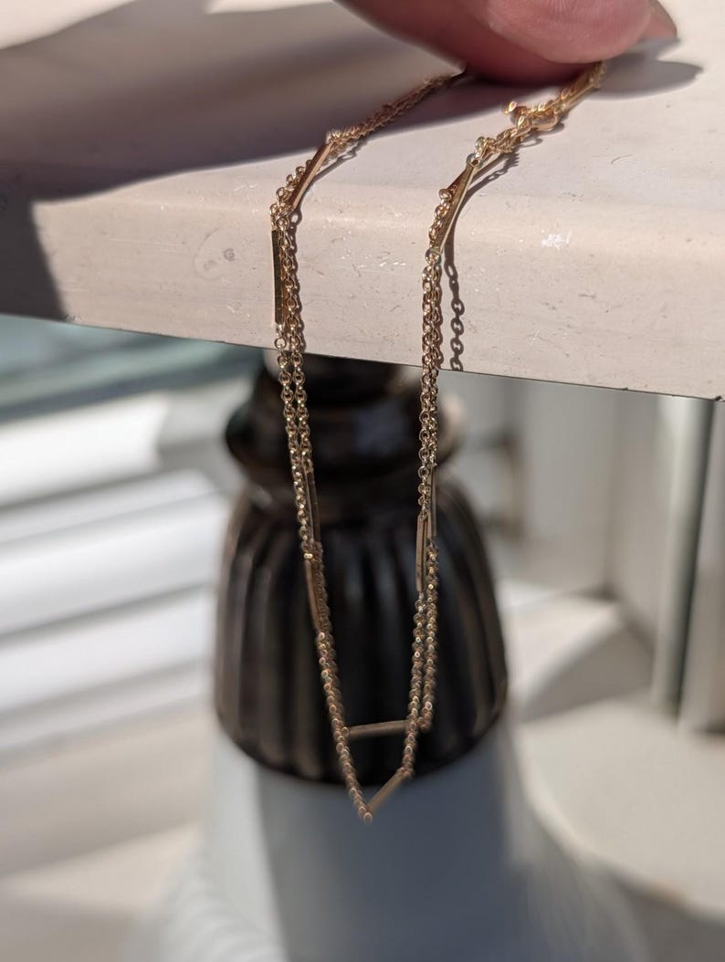 Antique 1900s Handmade 14K Solid Yellow Gold Bar and Link Chain 62 cm Austro Hungarian US Duty-Free HTS 9706 — photo 12