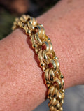 Antique Victorian Gold Plated Bracelet Chunky Fancy Chain Snake Skin Textured Twisted Links Handmade Unisex 20 cm 21 g US Duty-Free HTS 9706 image 1