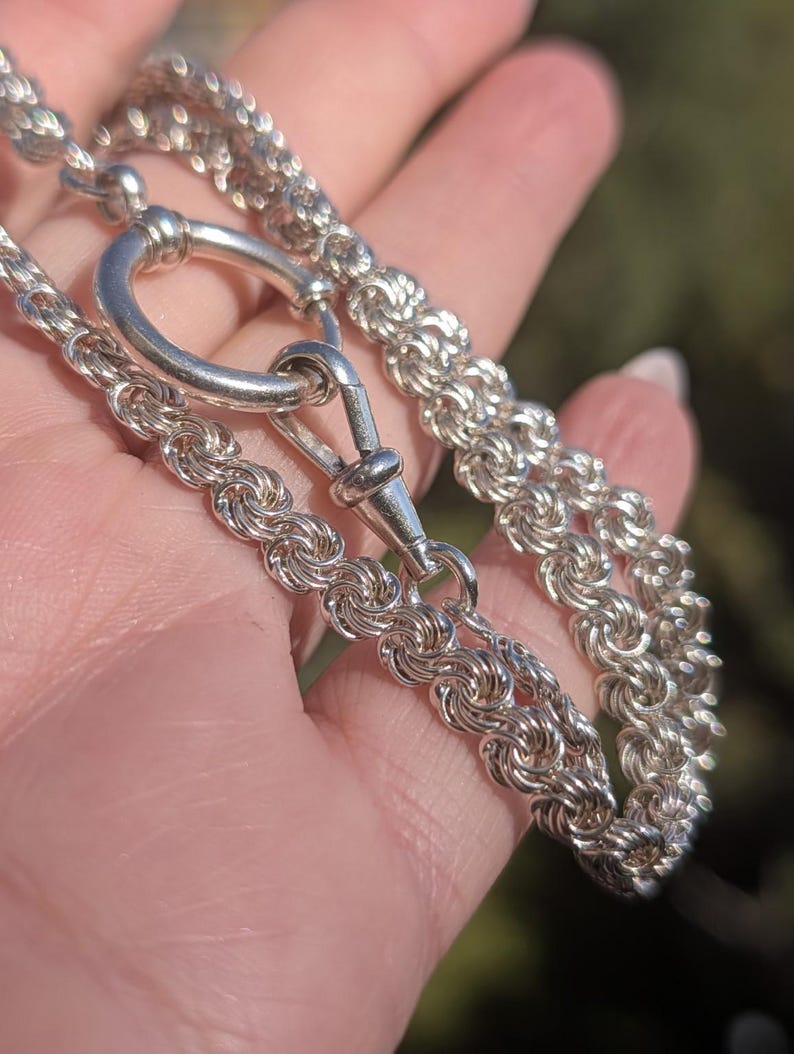Antique 1900s Handmade 835 Silver Parallel Curb Chain Necklace 50cm Bolt Ring Swivel Dog Clip Austro Hungarian Hallmarks US Duty Free Unisex image 1