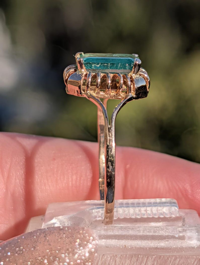 1920s Art Deco Emerald Cut Natural Emerald Ring 1.3ct 14k Solid Gold Handmade Openwork Filigree Solitaire Antique US Duty-Free HTS 9706 image 15