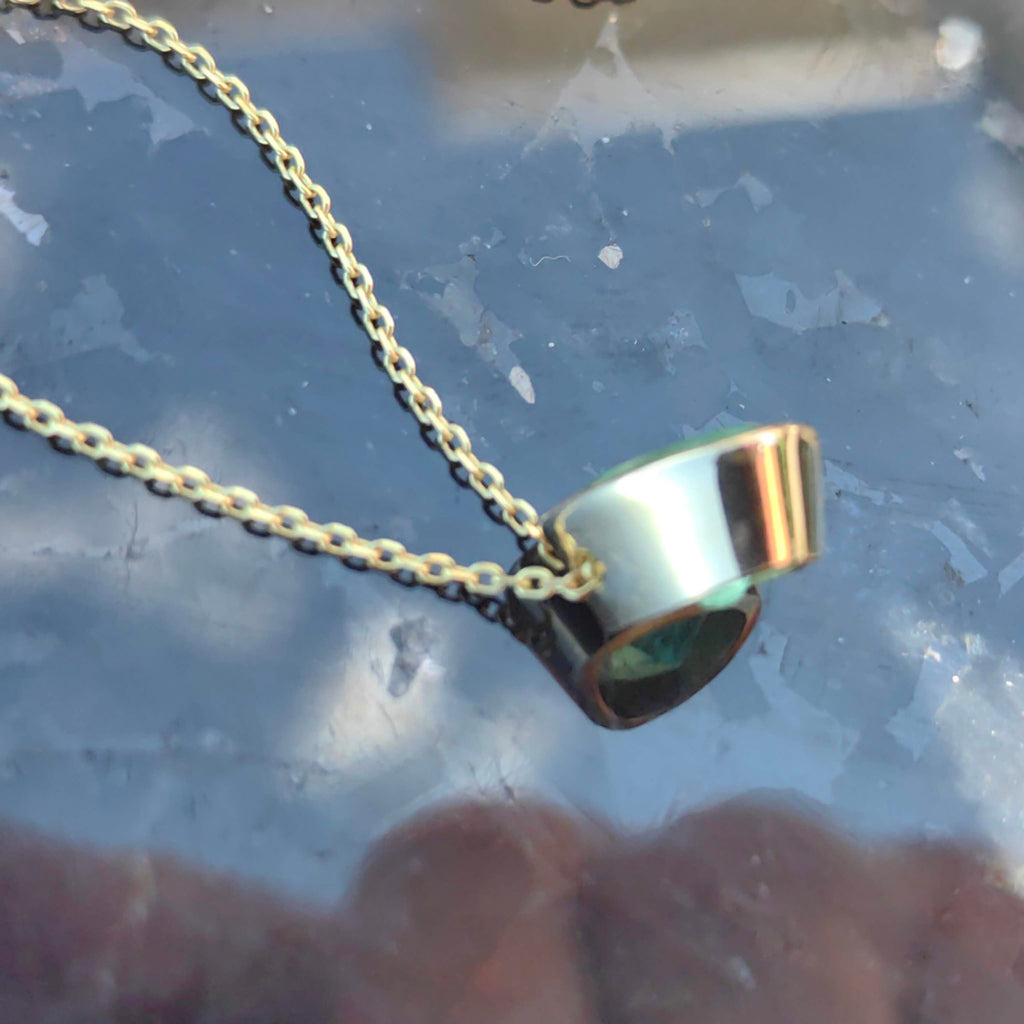 Antique Vintage Emerald Gold Pendant Necklace