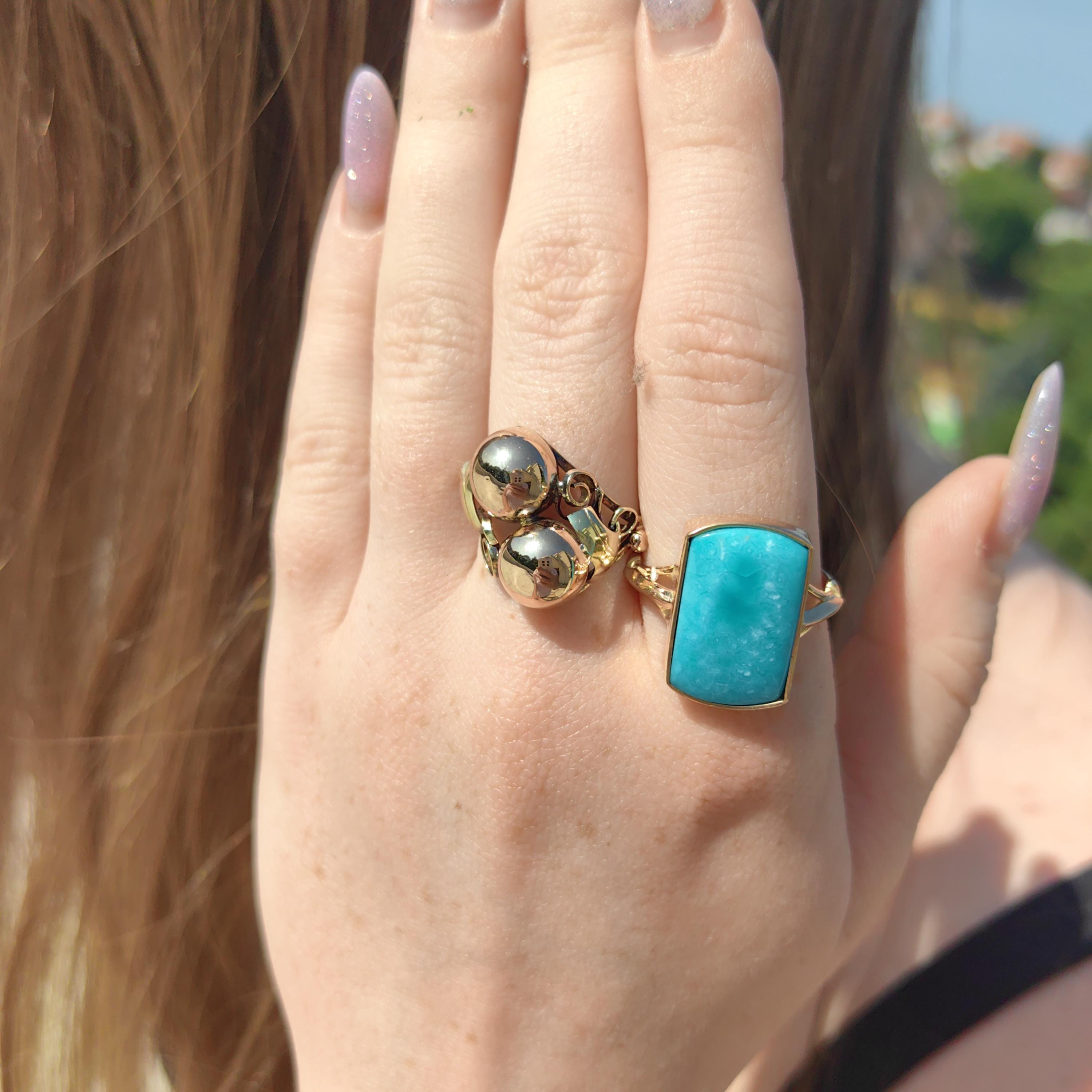1930s Art Deco Floral Geometric Interesting Ring Handcrafted 14K Solid Yellow & Rose Gold Elegant Statement Ring
