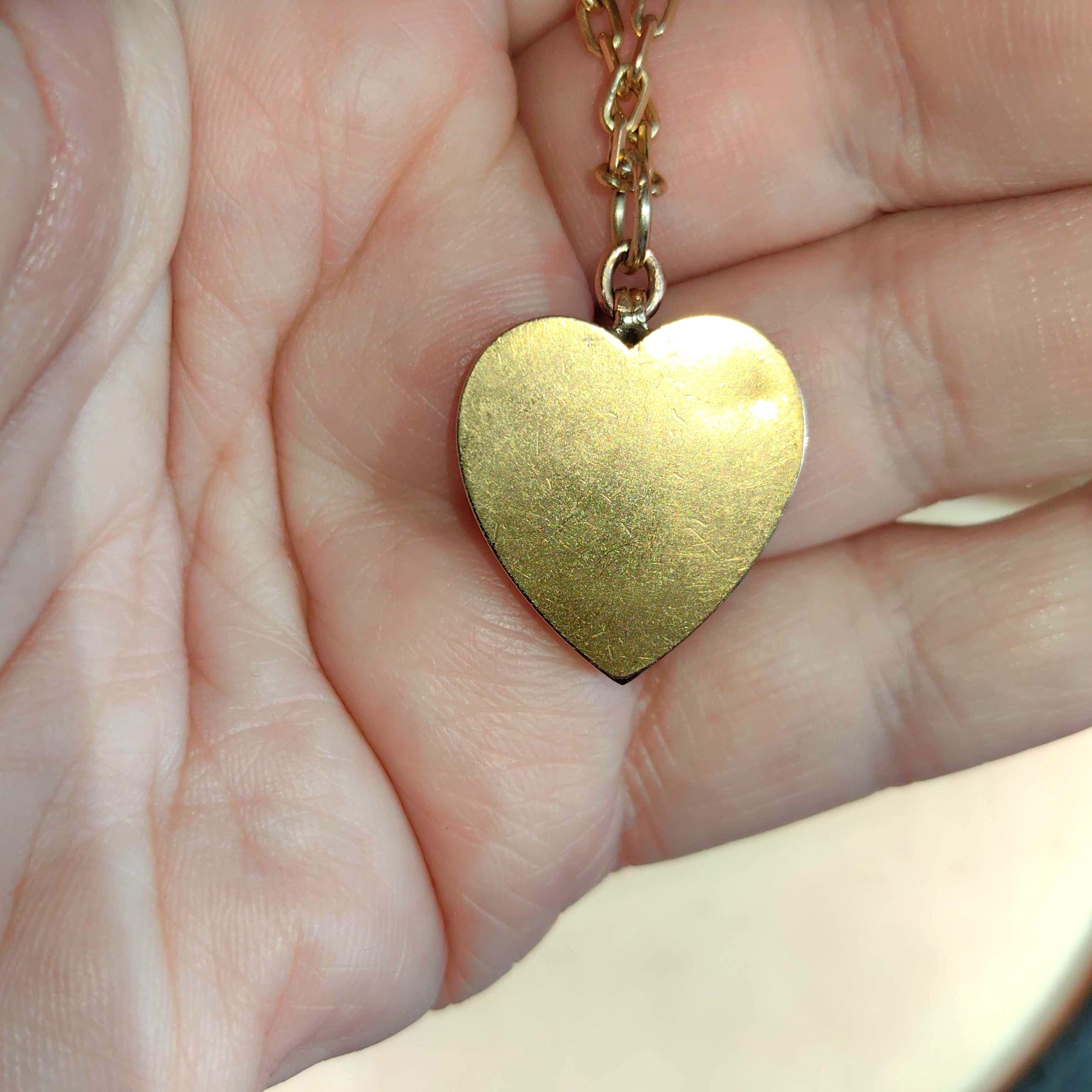 Victorian 14k Gold Heart Pendant: Diamond Sapphire Floral Necklace, 1880s Antique Charm