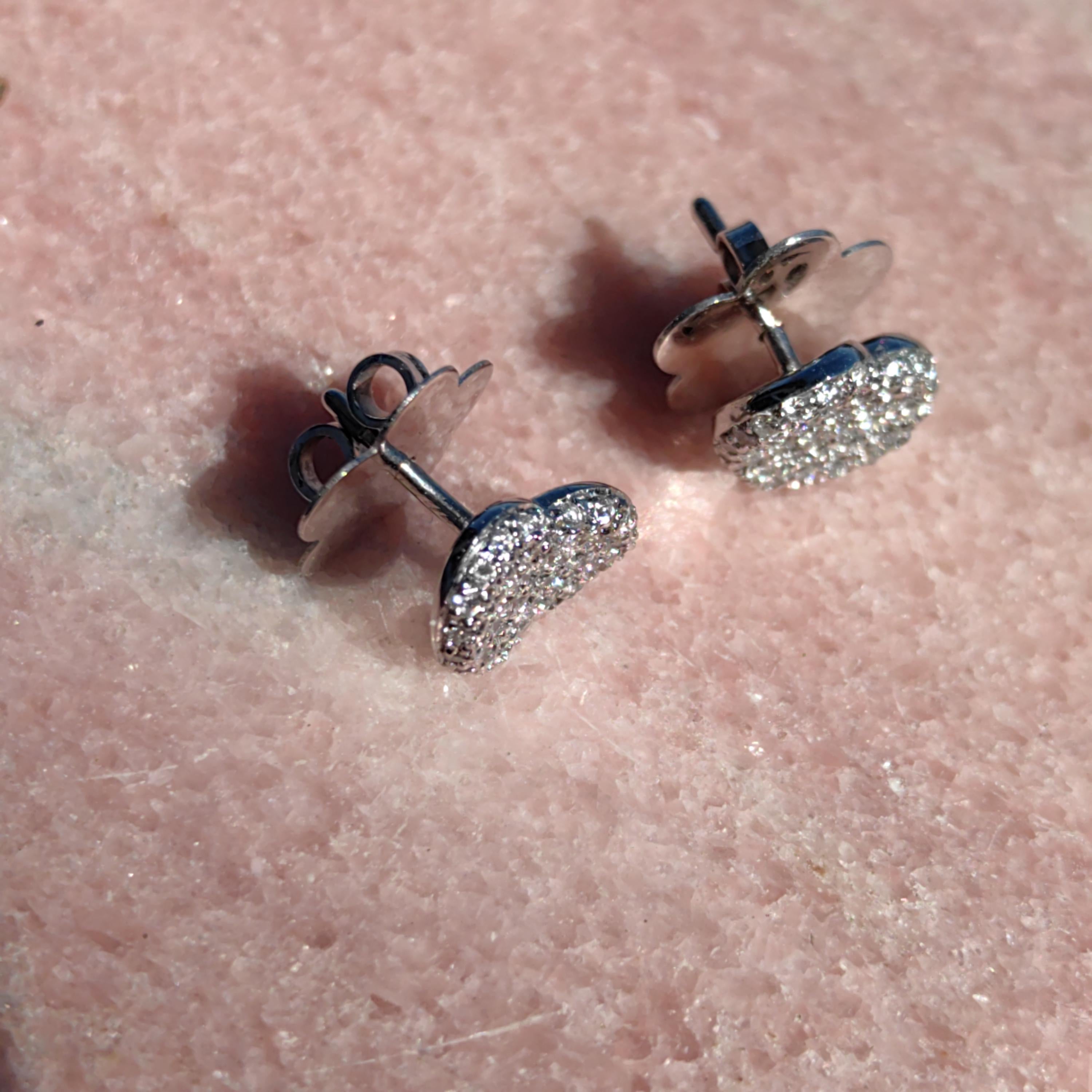 1.50 ct Diamond Heart Stud Earrings: 18k White Gold Vintage Wedding Jewelry