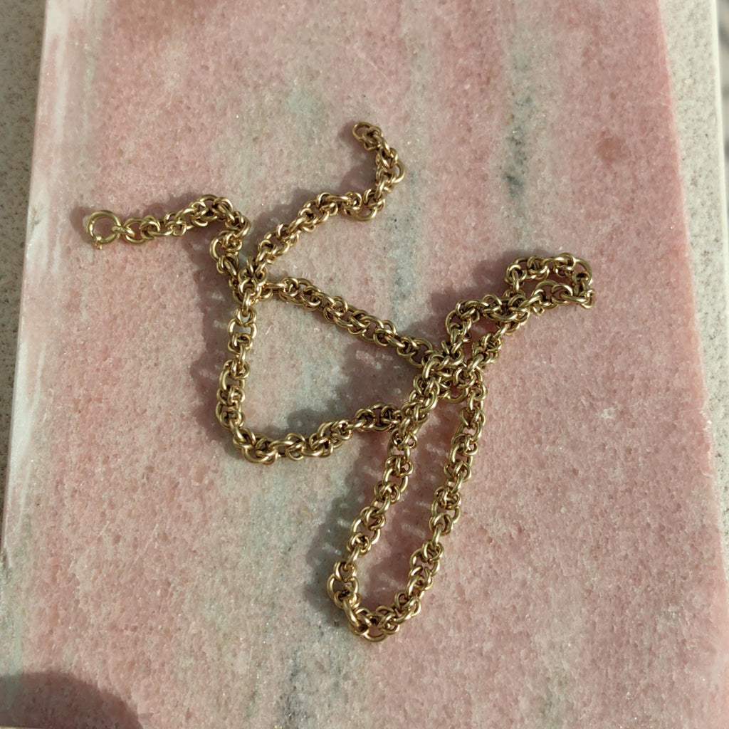 18k 750 Hallmarked Solid Yellow Gold Link Chain Handmade Elegant 46cm Necklace  Victorian Antique Gift for Her Present