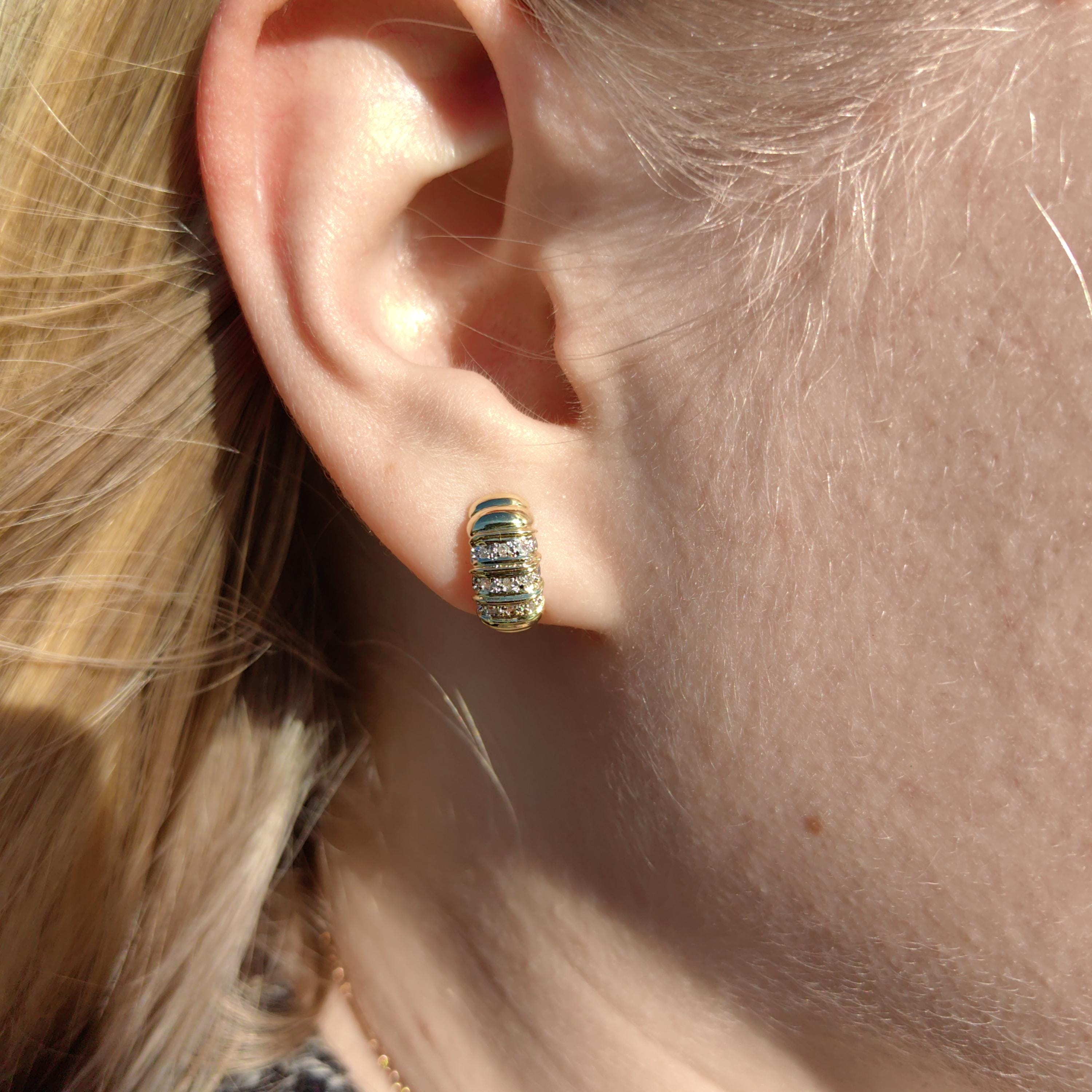 Vintage 14k Yellow Gold Diamond Half Hoop Earrings – Geometric Cluster Fine Jewelry