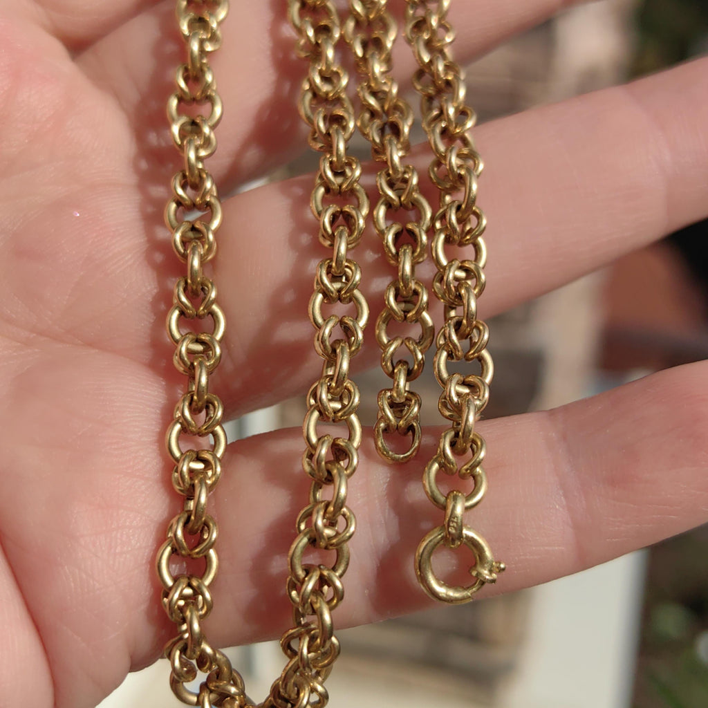 18k 750 Hallmarked Solid Yellow Gold Link Chain Handmade Elegant 46cm Necklace  Victorian Antique Gift for Her Present