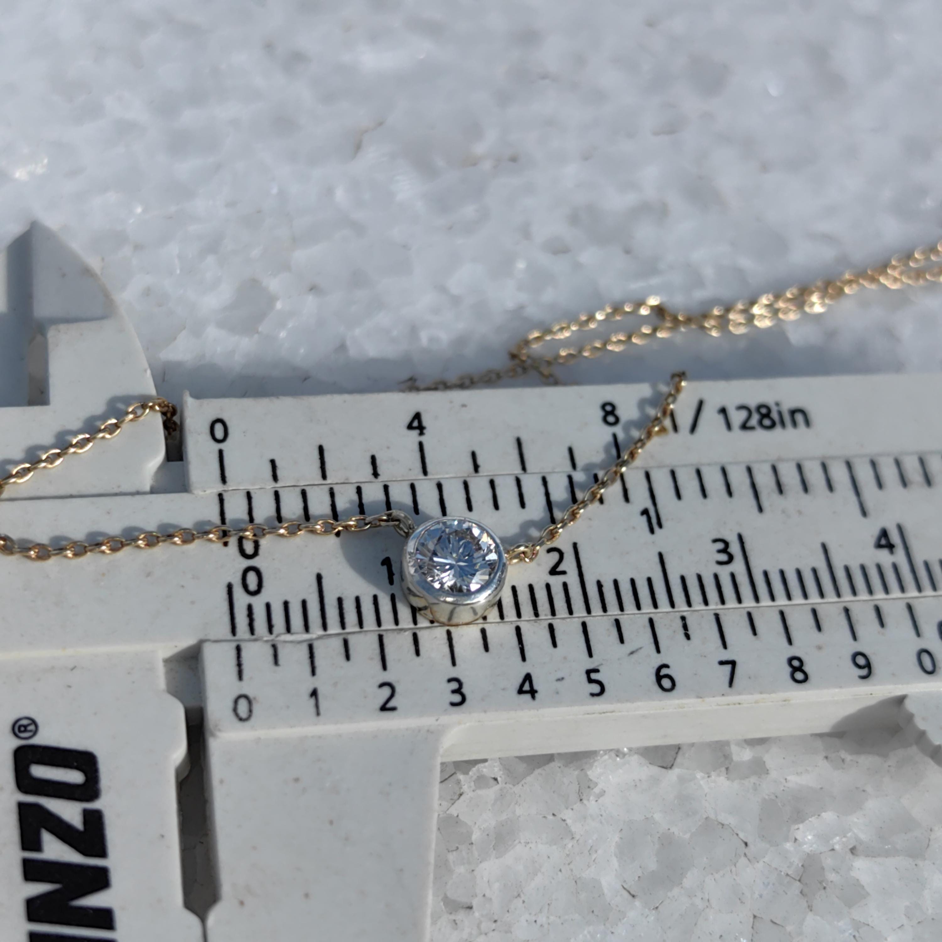 Diamond Gold necklace Solid 14k Gold Vintage solitaire diamond pendant Gift for Her Elegant Dainty Classic Necklace1 950s