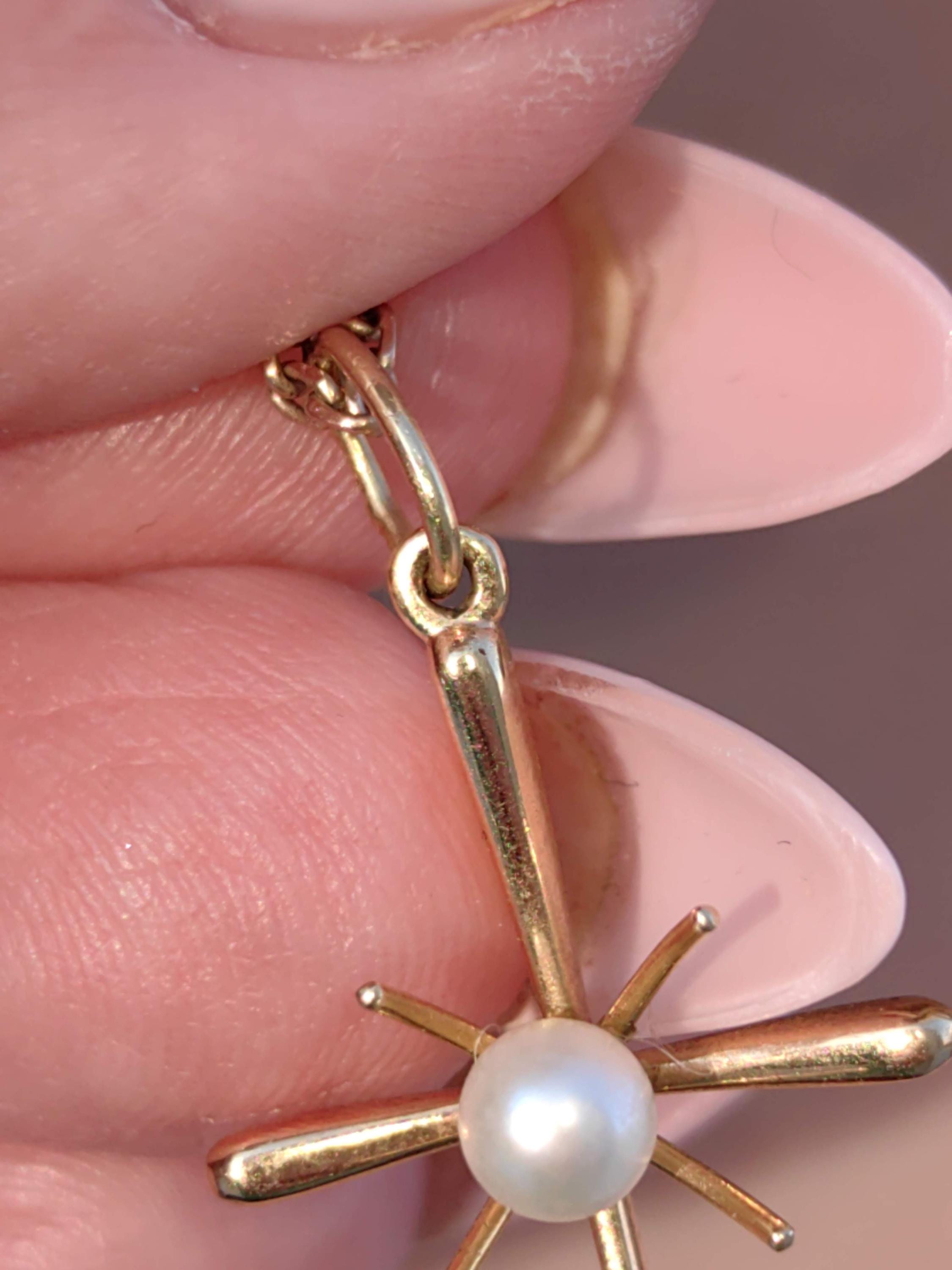 18k Gold Pearl Cross Pendant: Art Deco Christian Jewelry