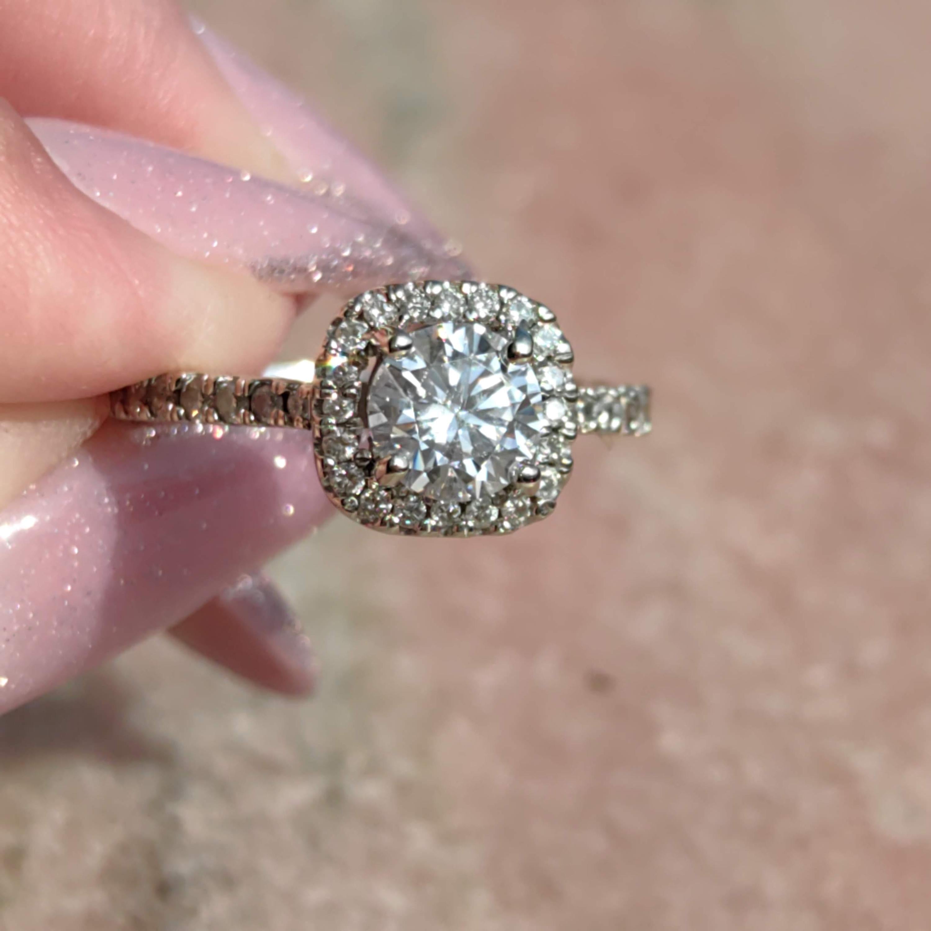 Vintage 10k White Gold Cubic Zirconia Cluster Engagement Ring - Size 6.5