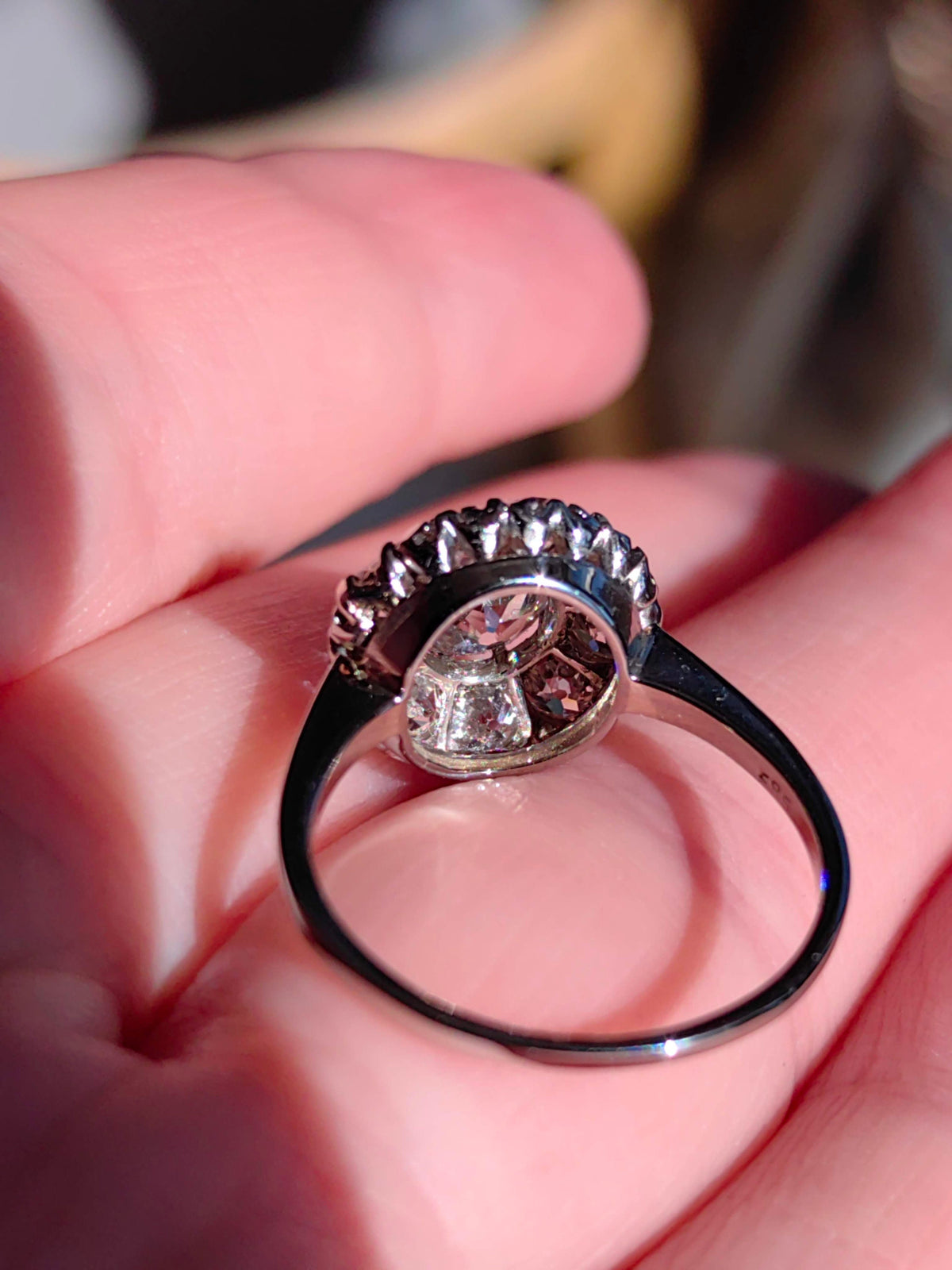 Antique 1.90ct Diamond Cluster Ring: 14K White Gold Art Deco Engagement
