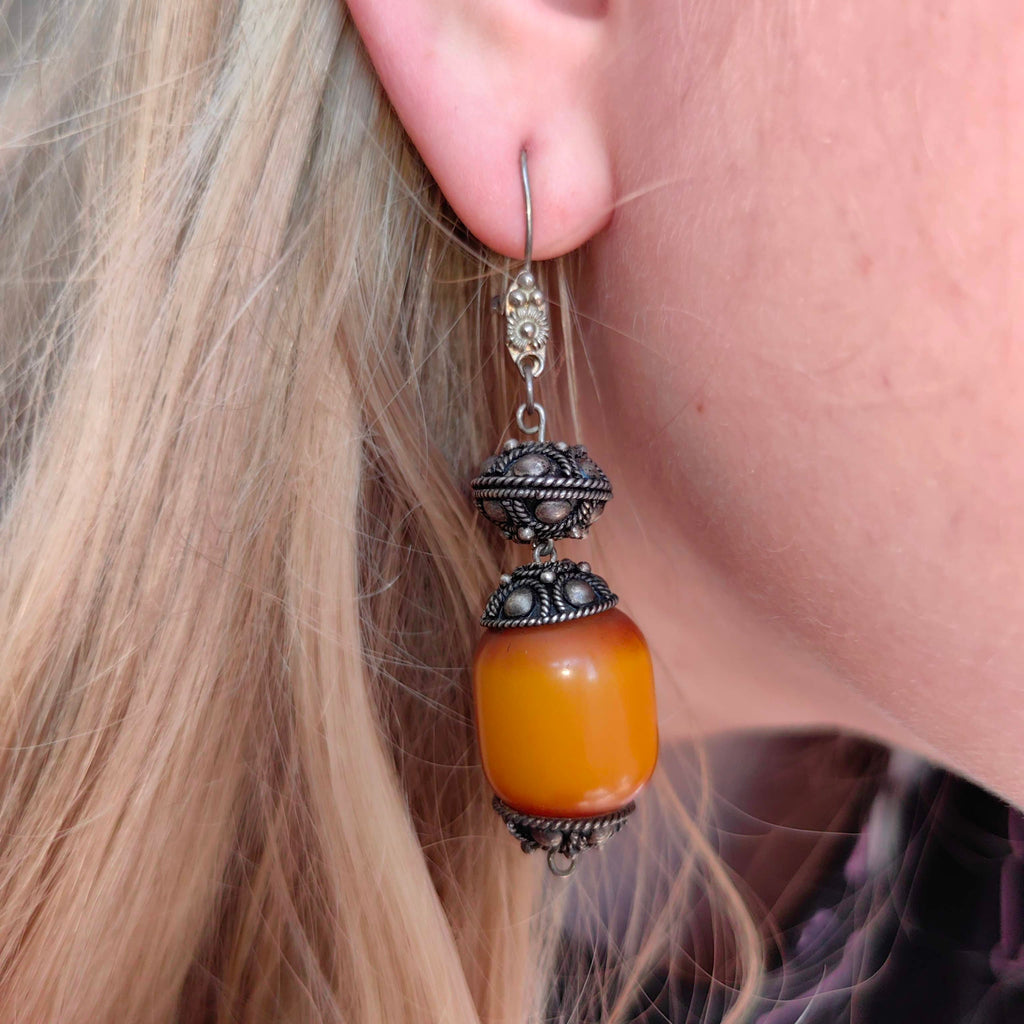 Art Deco 1930s Antique Vintage Bakelite Statement Earrings