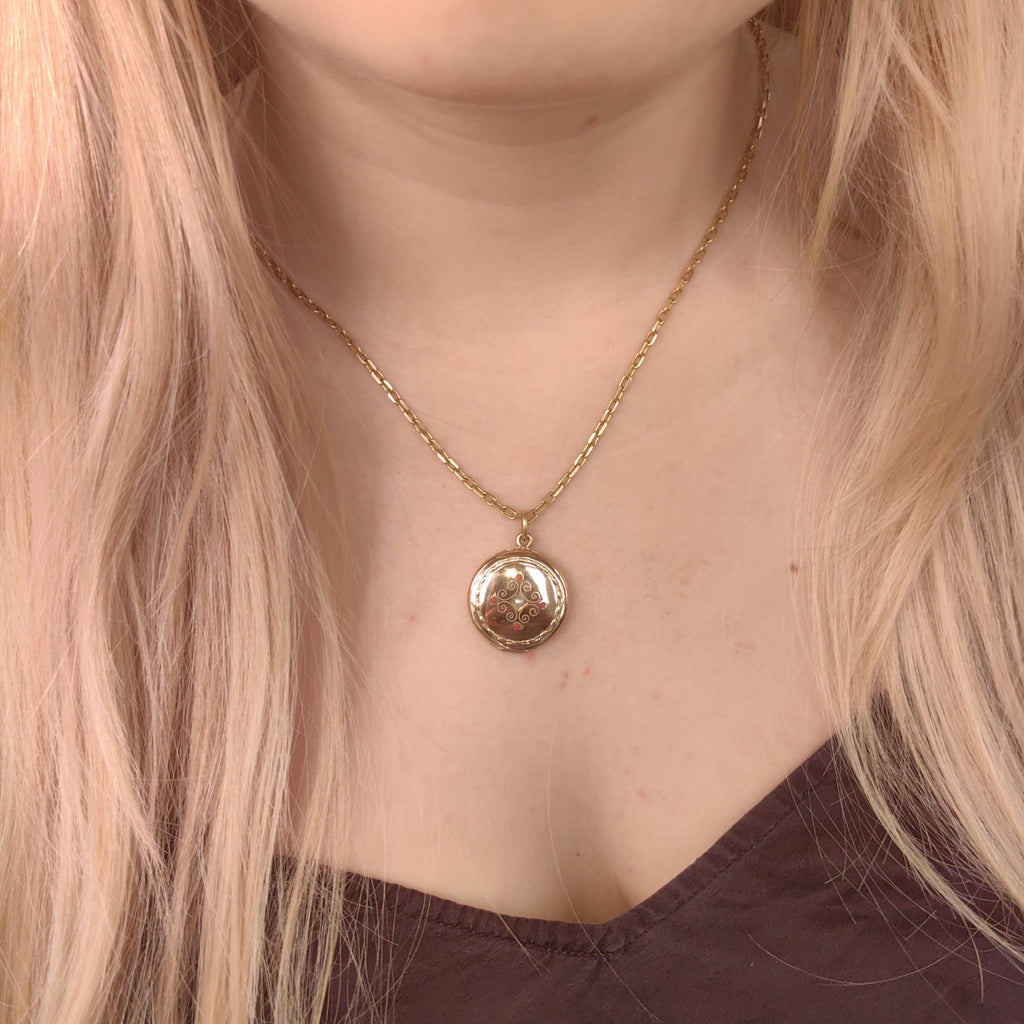 Art Nouveau 1900s Gold Plated Silver Natural Coral & Pearl Pendant Locket Necklace Pendant Picture Holder Gift present for Her Hand Chiseled