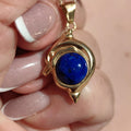 Lapis Lazuli Dolphin Pendant: 14k Yellow Gold Vintage Charm