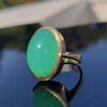 1960s Chalcedony Ring: Vintage 14k Yellow Gold Solitaire